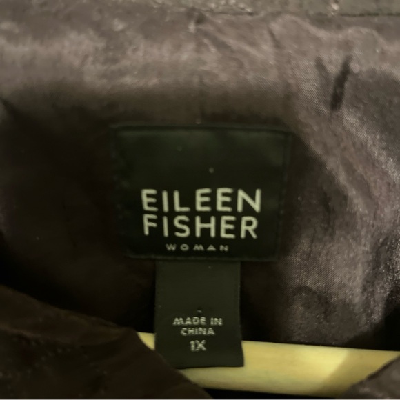 Eileen Fisher Jacket Women's 1X Plus Purple Silk Open Front Embroidered Classic - Picture 11 of 12